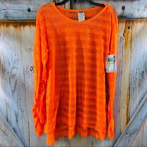 NWT Oakley Sheer Lightweight Long Sleeve Tunic Sweater Orange Flame